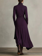 Irene | Vestido Plisado Asimétrico de Cuello Alto