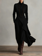 Irene | Vestido Plisado Asimétrico de Cuello Alto