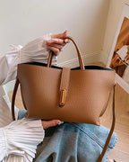Elegant plain French-style handbag for women