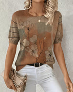 Blusa estampada de manga corta y cuello redondo