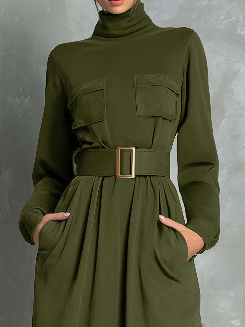 Olga | Vestido Evasé Verde Oliva