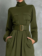 Olga | Vestido Evasé Verde Oliva