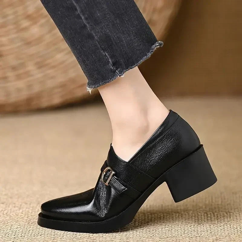 Celina | Zapatos de Tacón Ancho de Piel