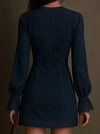Ruth | Vestido Azul con Cremallera Delantera