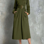 Olga | Vestido Evasé Verde Oliva