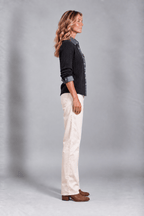 Cárdigan de Punto Trenzado con Detalles Denim - Vera Serrat
