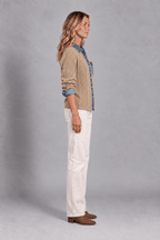Cárdigan de Punto Trenzado con Detalles Denim - Vera Serrat