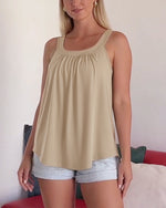 Conjunto de camiseta de tirantes lisa plisada