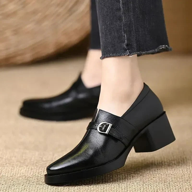 Celina | Zapatos de Tacón Ancho de Piel