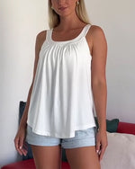 Conjunto de camiseta de tirantes lisa plisada