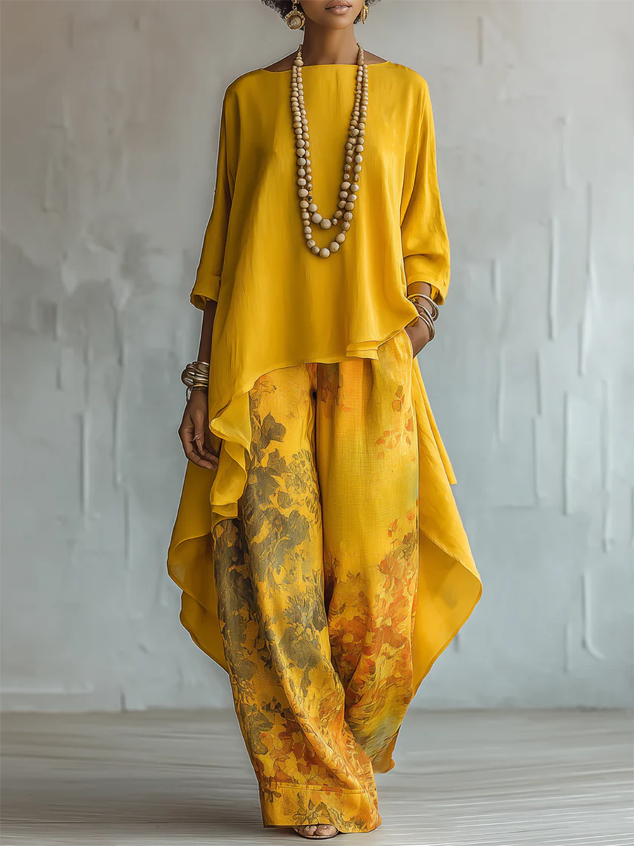 Ivana | Conjunto de Blusa y Pantalón Ancho Estampado Floral