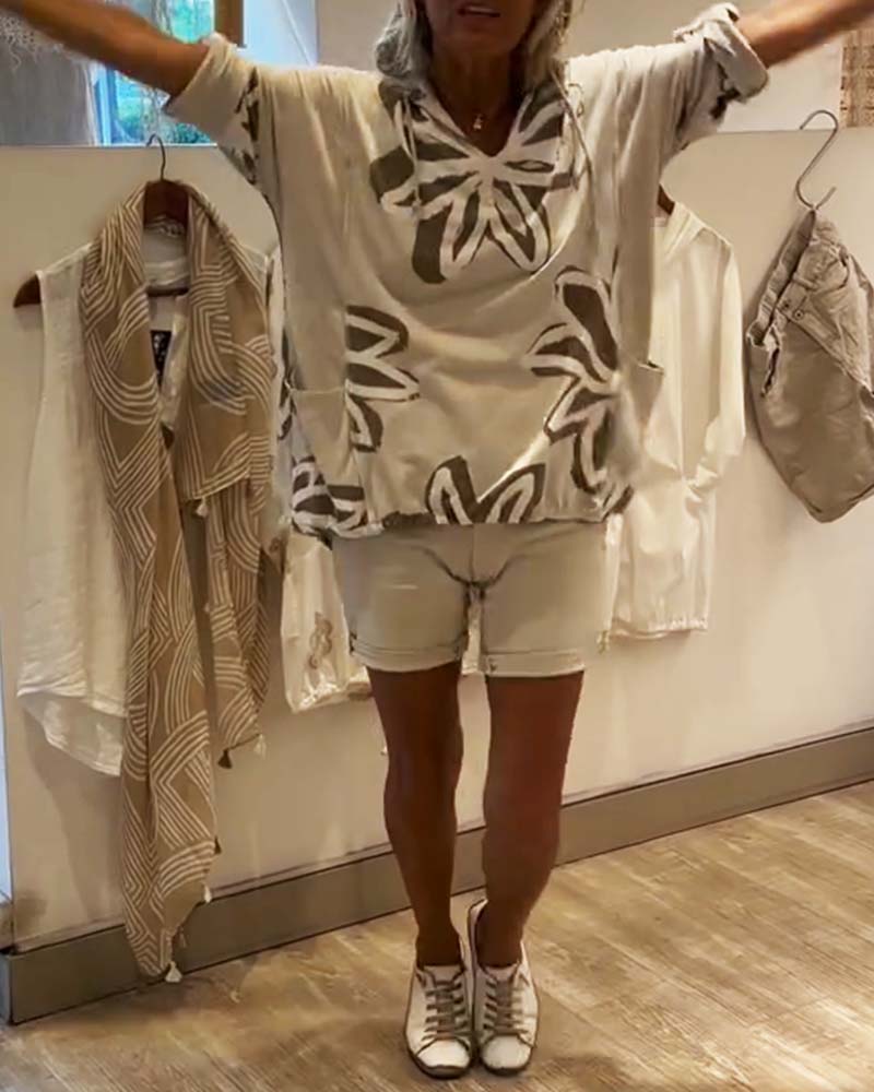 Sudadera con capucha de moda, de manga larga y estampada