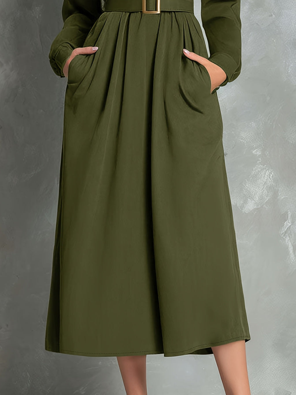 Olga | Vestido Evasé Verde Oliva