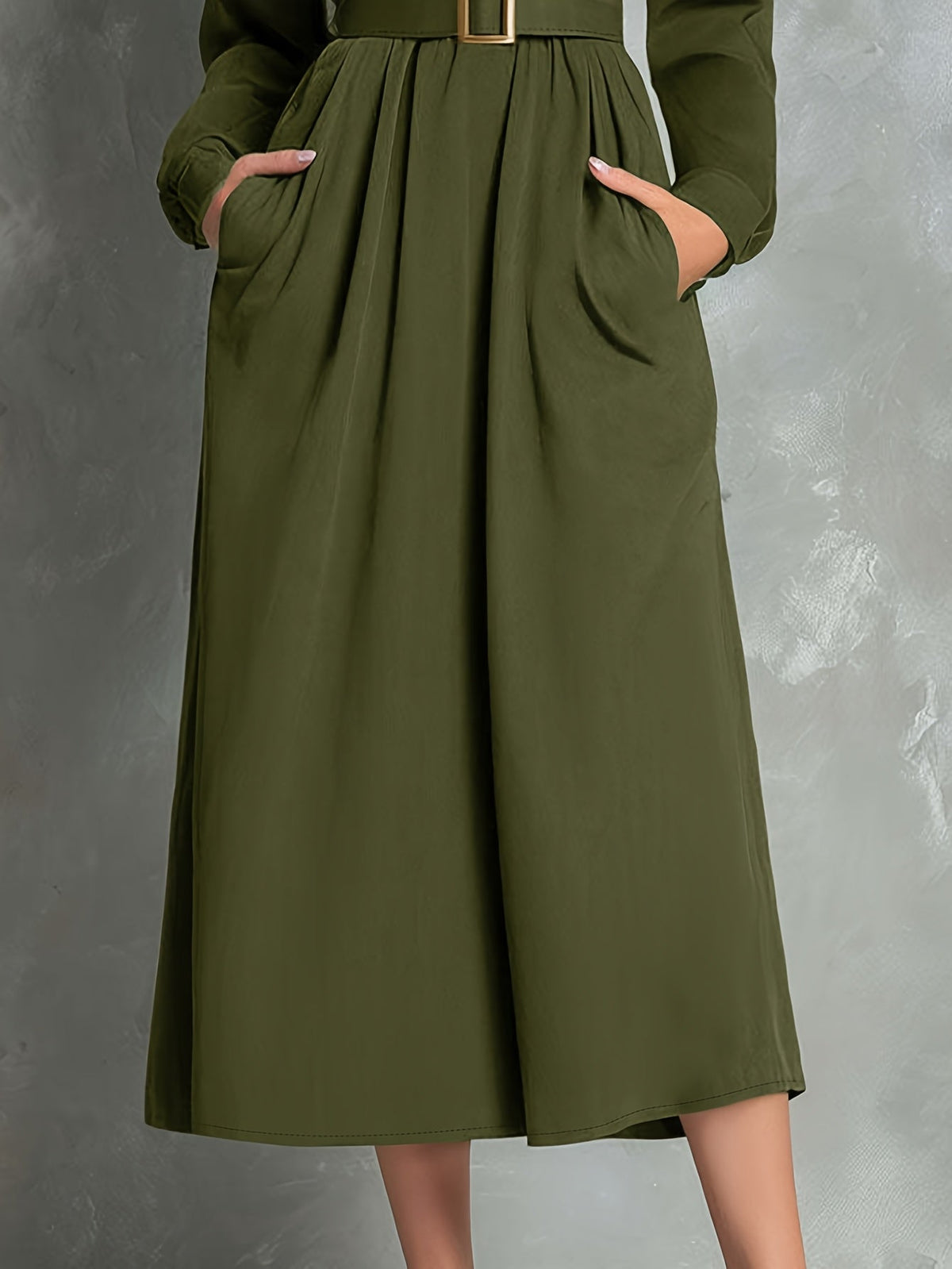 Olga | Vestido Evasé Verde Oliva