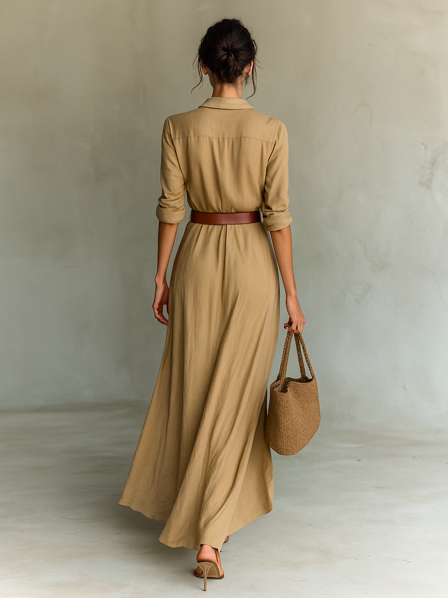 Alina | Vestido Largo Camisero con Cinturón