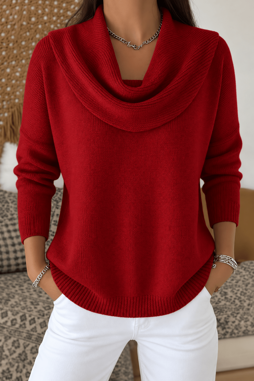 Julia | Jersey de Punto Suave con Cuello Drapeado y Corte Holgado - Vera Serrat