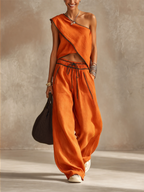 Tania | Conjunto de Top Asimétrico y Pantalón Ancho