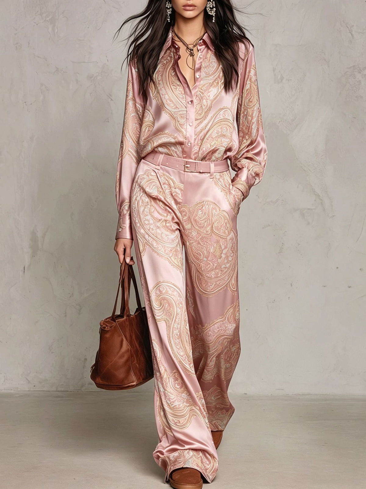 Carlota | Conjunto de Camisa y Pantalón Ancho con Estampado Paisley