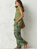 Marcela | Conjunto de Top Drapeado y Pantalón Ancho Estampado