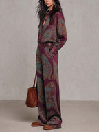 Carlota | Conjunto de Camisa y Pantalón Ancho con Estampado Paisley
