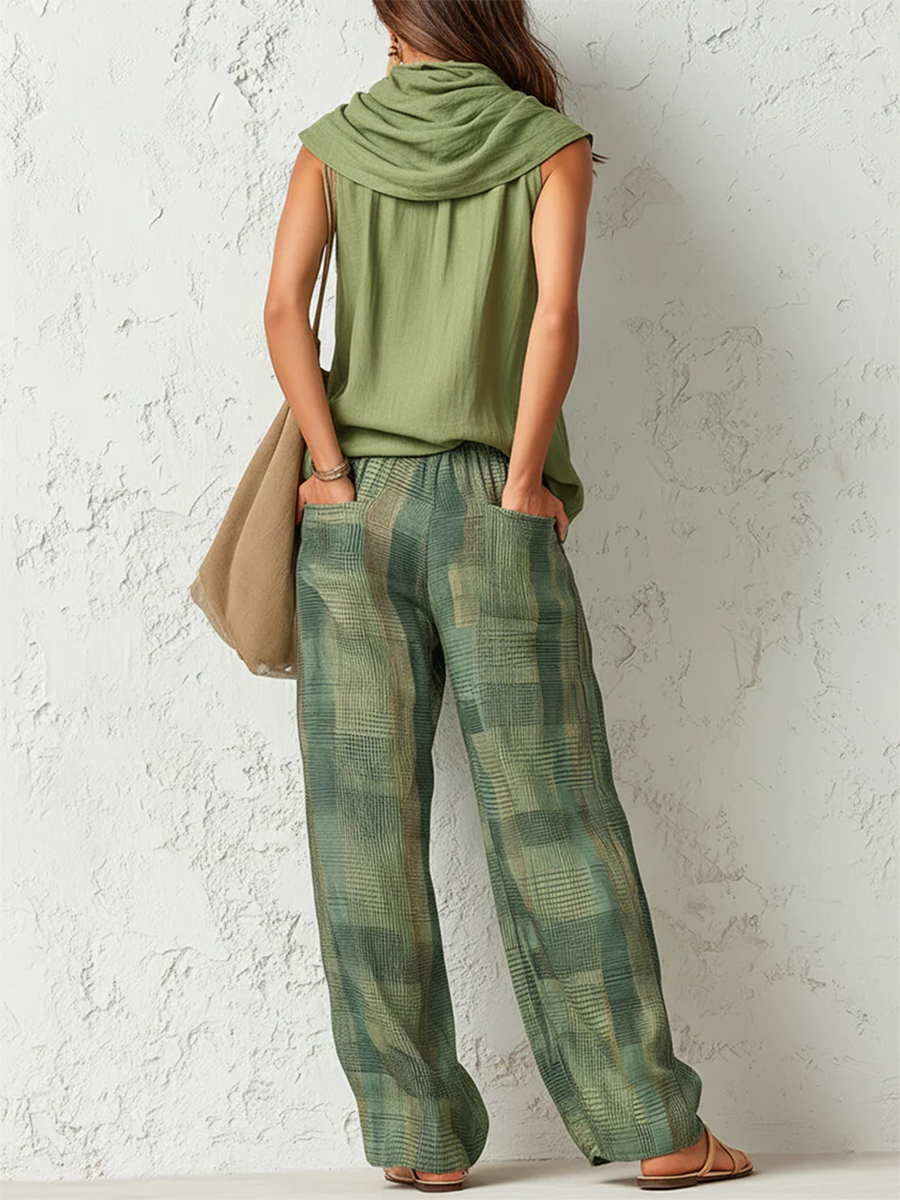 Marcela | Conjunto de Top Drapeado y Pantalón Ancho Estampado