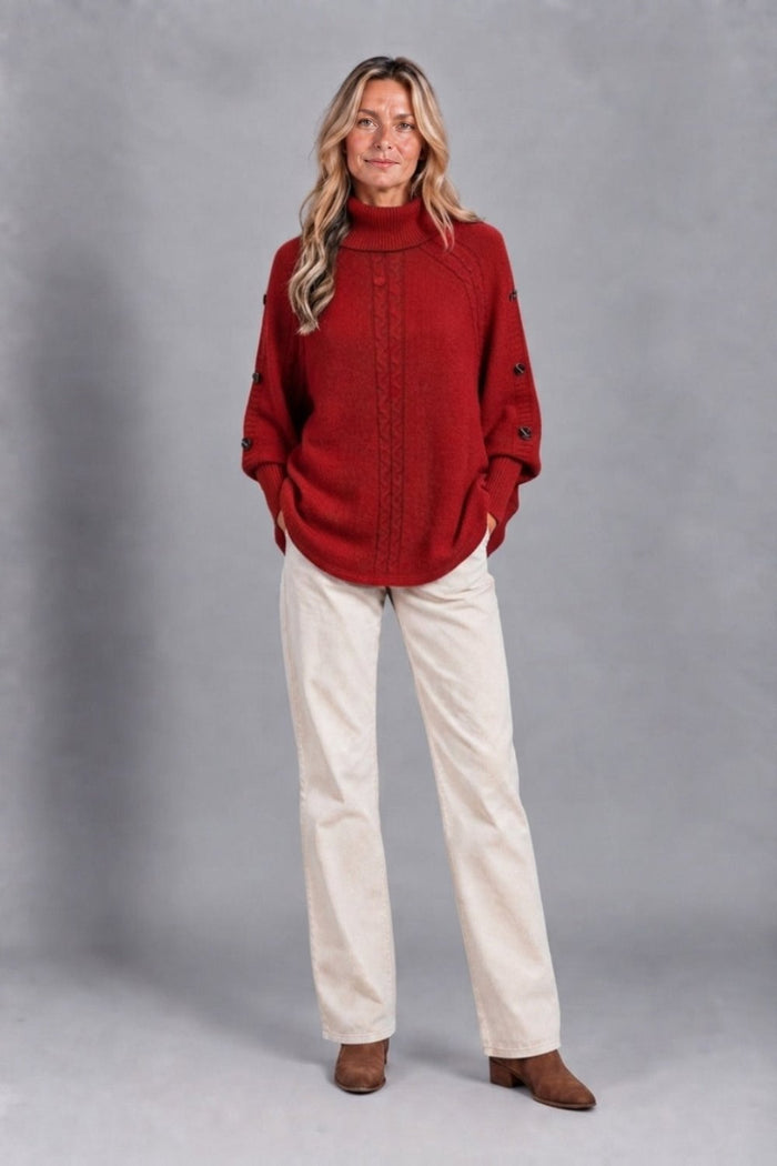 Raquel | Jersey de Cuello Alto con Punto Trenzado