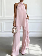 Georgina | Conjunto de Top Halter y Pantalón Fluido