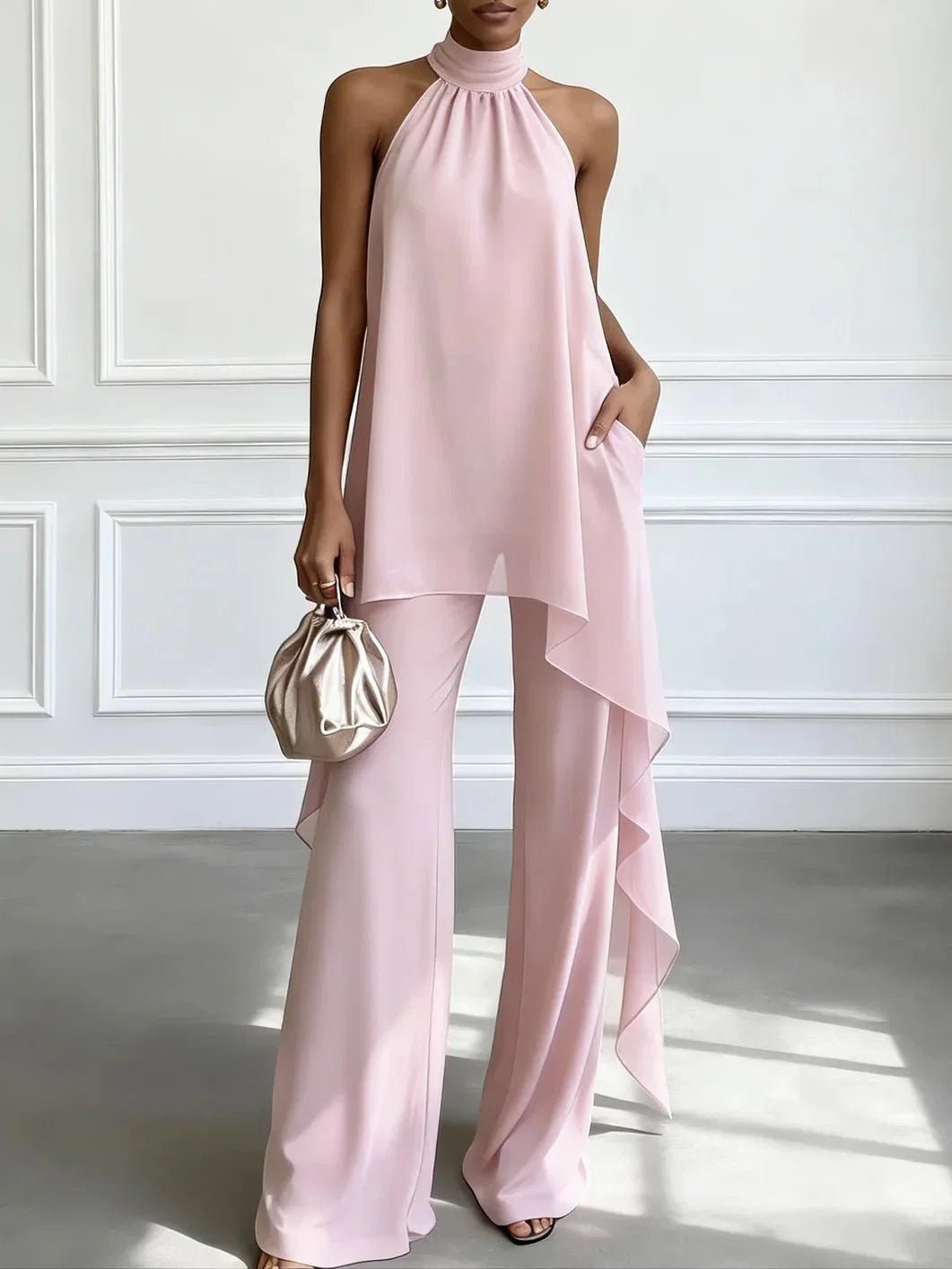Georgina | Conjunto de Top Halter y Pantalón Fluido