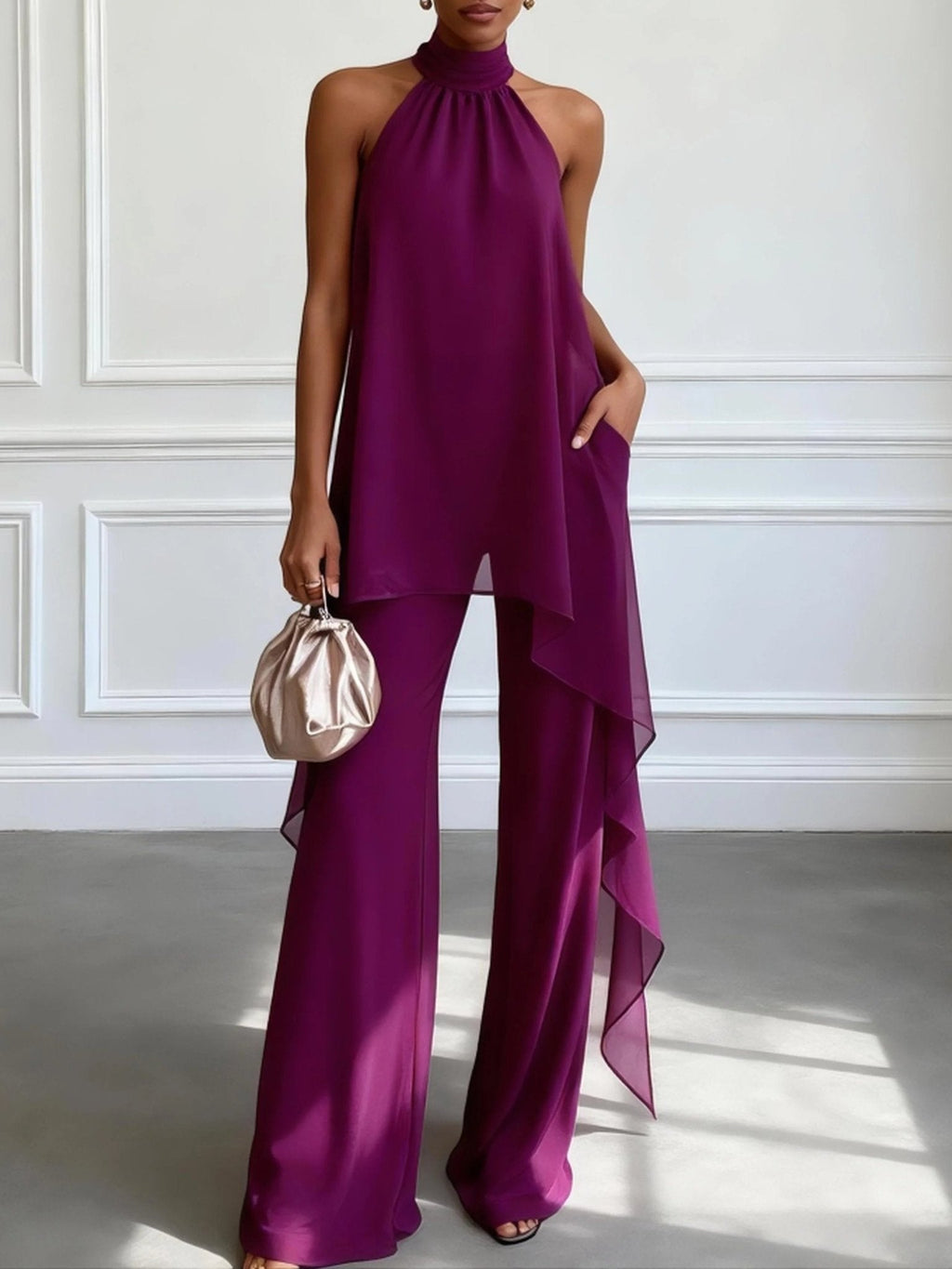 Georgina | Conjunto de Top Halter y Pantalón Fluido