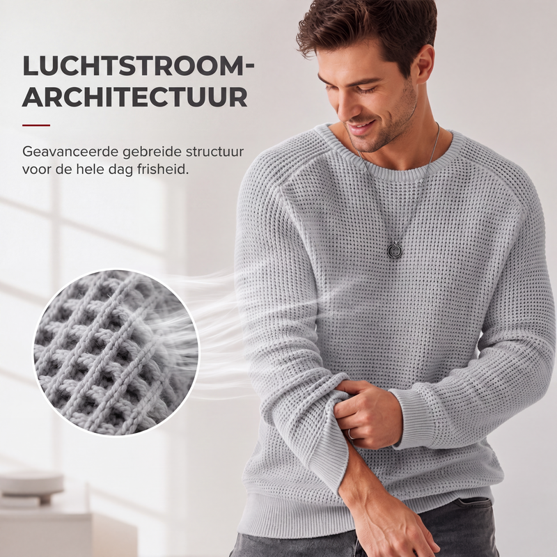 Jersey de cuello redondo para hombre: suéteres suaves y casuales, jerséis clásicos de manga larga con puños acanalados