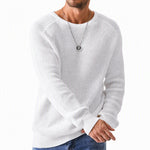 Jersey de cuello redondo para hombre: suéteres suaves y casuales, jerséis clásicos de manga larga con puños acanalados
