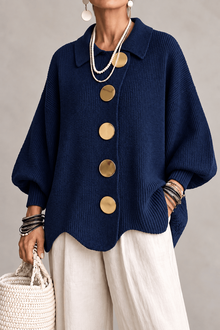 Victoria | Cárdigan Oversize con Grandes Botones Dorados